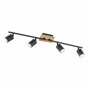 Czarno-naturalna lampa sufitowa z metalowym kloszem ø 9 cm Holton – Fischer & Honsel obraz