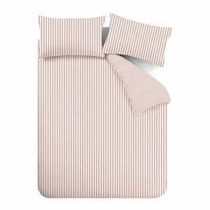 Różowa flanelowa pościel dwuosobowa 200x200 cm Stripe – Catherine Lansfield obraz