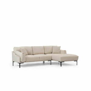 Jasnobeżowa sofa narożna Artie Leo, narożnik prawy obraz