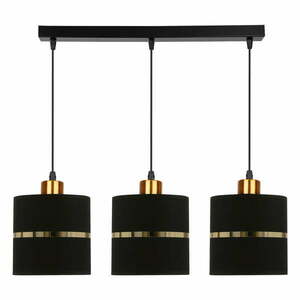 Czarna lampa wisząca z tekstylnym kloszem ø 15 cm Assam – Candellux Lighting obraz