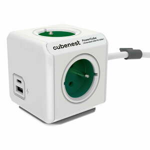 Rozgałęźnik do gniazdka 13 cm PowerCube Extended USB – Cubenest obraz