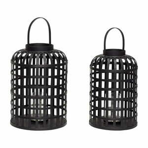 Zestaw 2 czarnych bambusowych lampionów Hübsch Bamboo Garo obraz