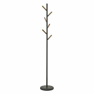 Czarny wieszak z detalami z drewna bukowego YAMAZAKI Plain Pole Hanger obraz