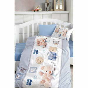 Bawełniana 4-częściowa pościel dziecięca do łóżeczka z prześcieradłem 100x150 cm Blue Bear – Mila Home obraz
