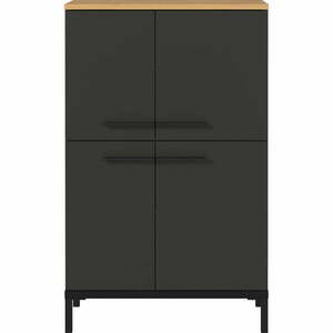 Ciemnoszara wysoka szafka łazienkowa w dekorze dębu 60x97 cm Yonkers – Germania obraz