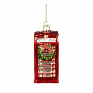 Szklana ozdoba świąteczna wykonana ręcznie 11 cm Phone Box – Sass & Belle obraz