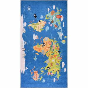 Niebieski dywan dziecięcy odpowiedni do prania 80x120 cm Animal Atlas – Vitaus obraz
