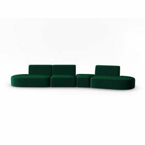 Zielona aksamitna sofa prawostronna 428 cm Paolo – Milo Casa obraz