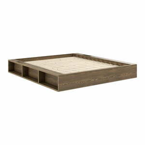 Brązowe łóżko dwuosobowe z drewna sosnowego ze stelażem 180x200 cm Ziggy – Karup Design obraz