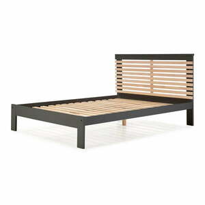 Ciemnoszare łóżko dwuosobowe ze stelażem 140x190 cm Vectra – Marckeric obraz