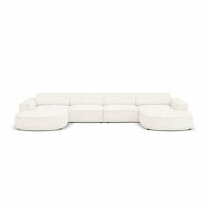 Beżowy narożnik (w kształcie litery "U") z materiału bouclé Jodie – Micadoni Home obraz