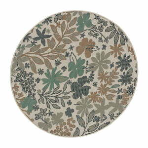 Beżowo-zielony dywan zewnętrzny Universal Floral, ø 115 cm obraz