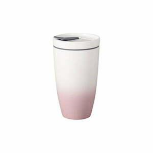 Różowo-biały porcelanowy kubek podróżny Villeroy & Boch Like To Go, 350 ml obraz