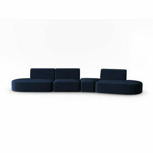 Niebieska aksamitna sofa prawostronna 428 cm Paolo – Milo Casa obraz