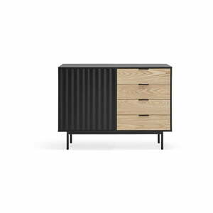 Czarno-naturalna niska komoda w dekorze dębu 108x80 cm Sierra – Teulat obraz