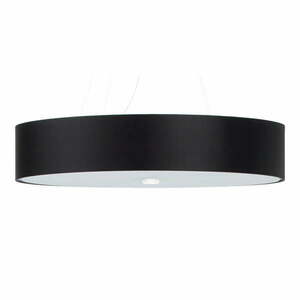 Czarna lampa wisząca z tekstylnym kloszem ø 80 cm Herra – Nice Lamps obraz