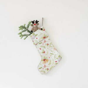 Tekstylna pończocha świąteczna Christmas Print – Linen Tales obraz