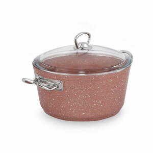 Różowy aluminiowy garnek z pokrywką Güral Porselen Classic, ø 22 cm obraz