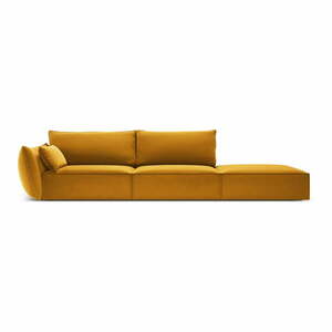 Musztardowa aksamitna sofa lewostronna 264 cm Vanda – Mazzini Sofas obraz