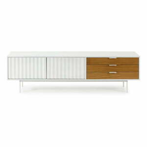 Biało-naturalna szafka pod TV w dekorze dębu 180x52 cm Sierra – Teulat obraz