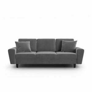 Jasnoszara aksamitna rozkładana sofa ze schowkiem 235 cm Kyoto – Cosmopolitan Design obraz