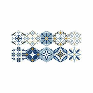 Zestaw 10 naklejek podłogowych Ambiance Hexagons Jelilna, 20x18 cm obraz