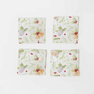 Zestaw 4 świątecznych lnianych podkładek Linen Tales Merry, 10x10 cm obraz