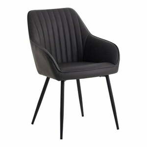 Ciemnoszare krzesła z imitacji skóry z podłokietnikami zestaw 2 szt. Nolan Stripe – Unique Furniture obraz