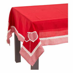 Czerwony obrus Casa Selección Hearts, 150 x 210 cm obraz