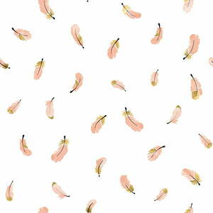 Tapeta dziecięca 10 m x 50 cm Gold Feathers – Lilipinso obraz