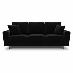 Czarna aksamitna rozkładana sofa ze schowkiem 235 cm Kyoto – Cosmopolitan Design obraz