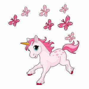 Zestaw naklejek dziecięcych Ambiance Pink Unicorn and Papillons obraz