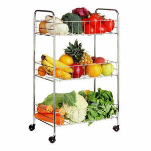 Srebrny metalowy regał na kółkach 36x64 cm – Premier Housewares obraz