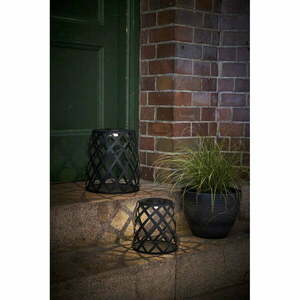 Czarny lampion LED Star Trading Calabria, wys. 20 cm obraz