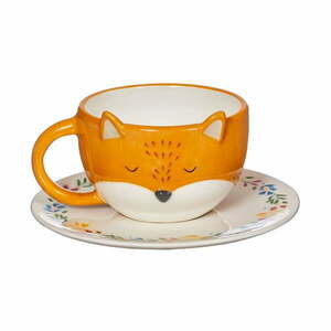 Pomarańczowa filiżanka ze spodkiem z dolomitu Sass & Belle Finley Fox, 300 ml obraz