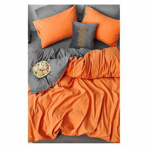 Pomarańczowo-szara bawełniana pościel dwuosobowa z prześcieradłem (4-częściowa) 200x220 cm – Mila Home obraz