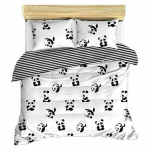 Czarno-biała pościel dziecięca dwuosobowa 200x200 cm Panda – Mijolnir obraz