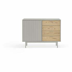 Szaro-naturalna niska komoda w dekorze dębu 108x80 cm Sierra – Teulat obraz