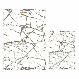 Białe/brązowe dywaniki łazienkowe zestaw 2 szt. 60x100 cm Cracks – Mila Home obraz