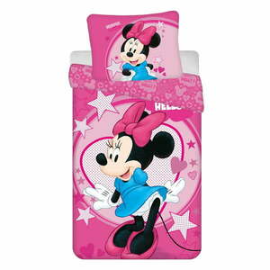 Różowa pościel dziecięca jednoosobowa z mikrowłókna 140x200 cm Minnie "Hello" – Jerry Fabrics obraz