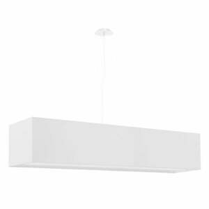 Biała lampa wisząca z tekstylno-szklanym kloszem Gryfin – Nice Lamps obraz
