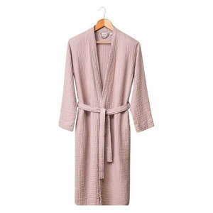 Różowy szlafrok muślinowy w rozmiarze S/M Kimono – Foutastic obraz