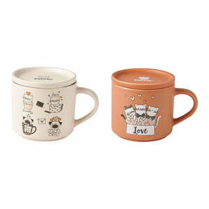 Pomarańczowe/beżowe porcelanowe kubki zestaw 2 szt. 350 ml Cats – Brandani obraz