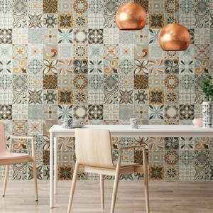 Zestaw 30 naklejek ściennych Ambiance Cement Tiles Bali, 10x10 cm obraz