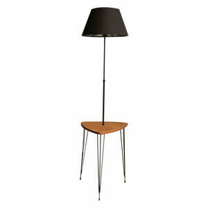 Czarno-naturalna lampa stojąca z tekstylnym kloszem (wysokość 147 cm) – Opviq lights obraz