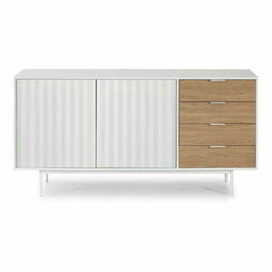 Biało-naturalna niska komoda w dekorze dębu 159x80 cm Sierra – Teulat obraz