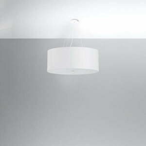 Biała lampa wisząca z tekstylnym kloszem ø 70 cm Volta – Nice Lamps obraz