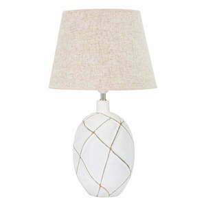 Biało-kremowa lampa stołowa z tekstylnym kloszem (wys. 60 cm) Lines – Mauro Ferretti obraz