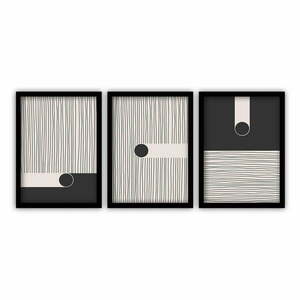 Zestaw 3 obrazów w czarnej ramie Vavien Artwork Black 35x45 cm obraz