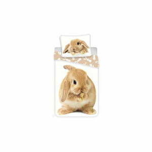 Biało-brązowa bawełniana pościel dziecięca jednoosobowa 140x200 cm Bunny – Jerry Fabrics obraz